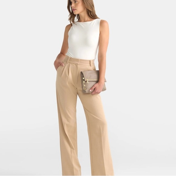 HAMMITT LOS ANGELES VIP MED PEWTER GREY  ZIP CROSSBODY Leather Clutch BAG Medium - Picture 8 of 8